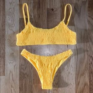 Zaful Swim - Zaful Smocked Yellow Cheeky Bikini Medium Zaful Swim - Zaful Smocked Yellow Cheeky Bikini Medium